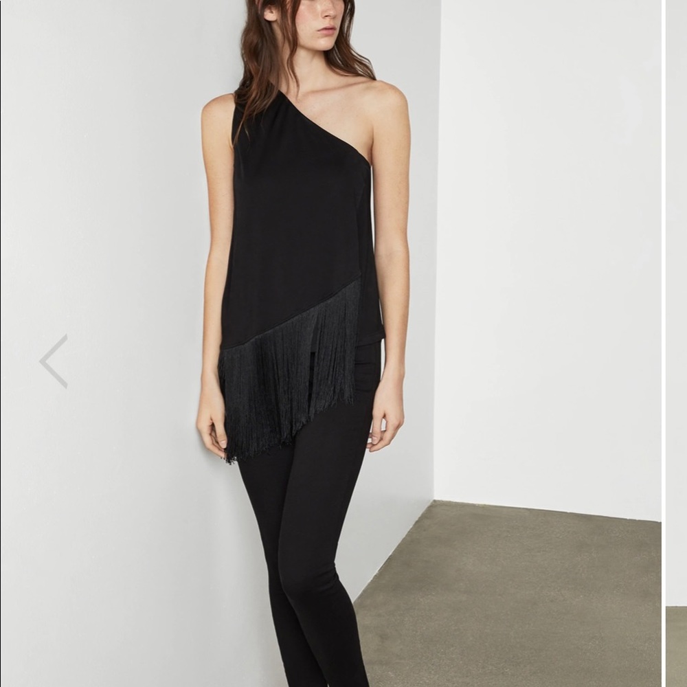 BCBGMaxazaria Fringe asymmetrical top
